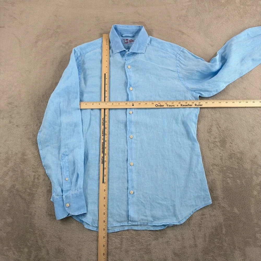 MC2 SAINT BARTH Pure 100% Linen Shirt in Blue Men Medim Resort Beach NWOT $200